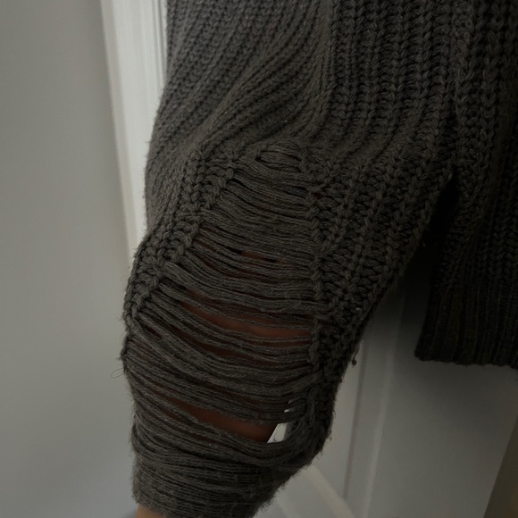 Distressed Grey Sweater Dress - Picture 3 of 4